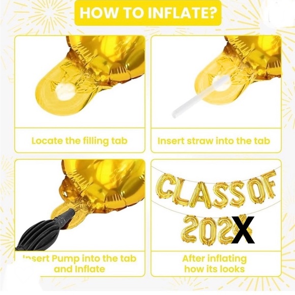 FOIL BALLOON Gold colored “CLASS OFF” (2024) included size 16” NEW in package - Picture 5 of 7